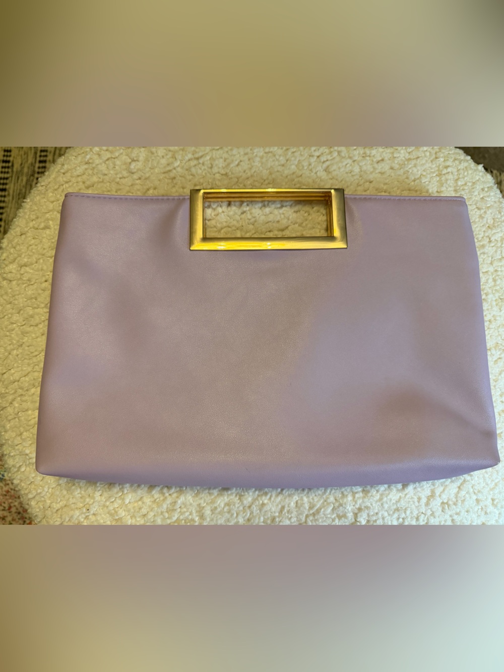Elegant Lavender Clutch with Gold Rectangular Handle